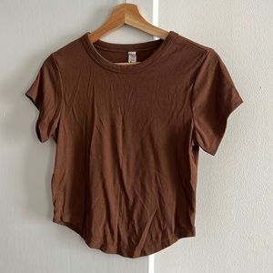 Brown Ribbed Tee
